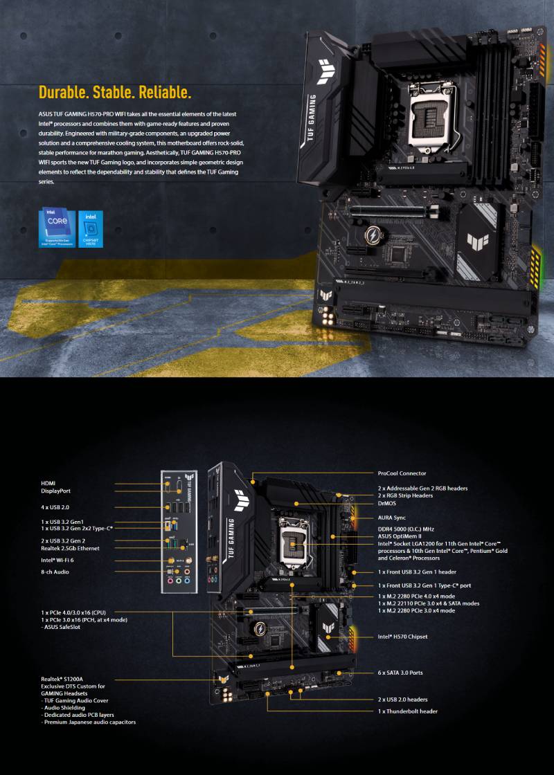 เมนบอรด Asus Mainboard TUF GAMING H570 PRO WIFI LGA 1200