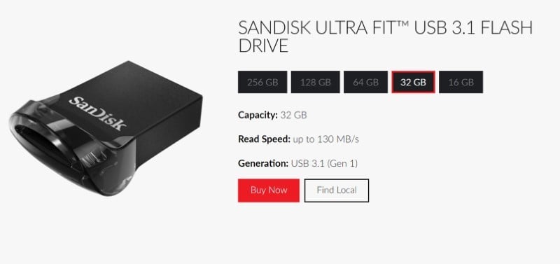 SanDisk Flash Drive Ultra Fit 32GB USB 3.1 Speed 130 MB/s (CZ430)