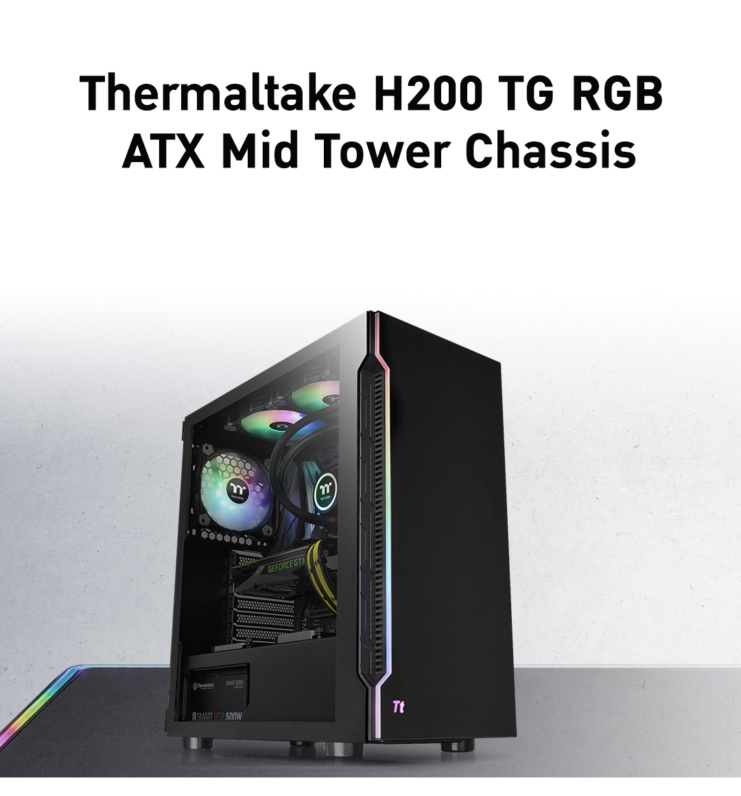 Thermaltake Computer Case H200 TG RGB Black
