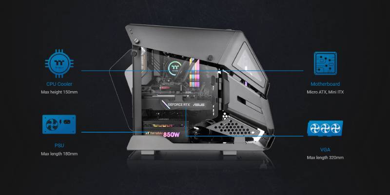 Thermaltake Computer Case AH T200 Black Edition Micro Chassis