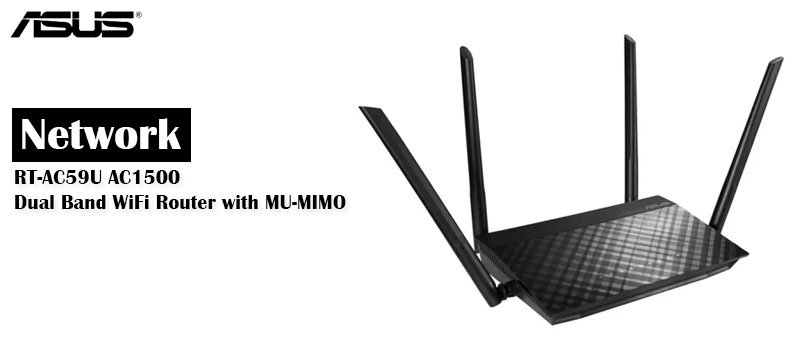 Asus Network RT-AC59U AC1500 Dual Band WiFi Router with MU-MIMO