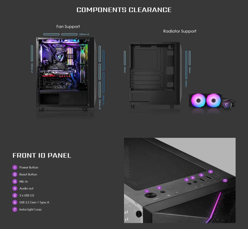 Vampiric Computer เคสคอมพิวเตอร์ MSI Computer Case MAG VAMPIRIC 100R