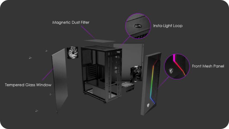Vampiric Computer เคสคอมพิวเตอร์ MSI Computer Case MAG VAMPIRIC 100R