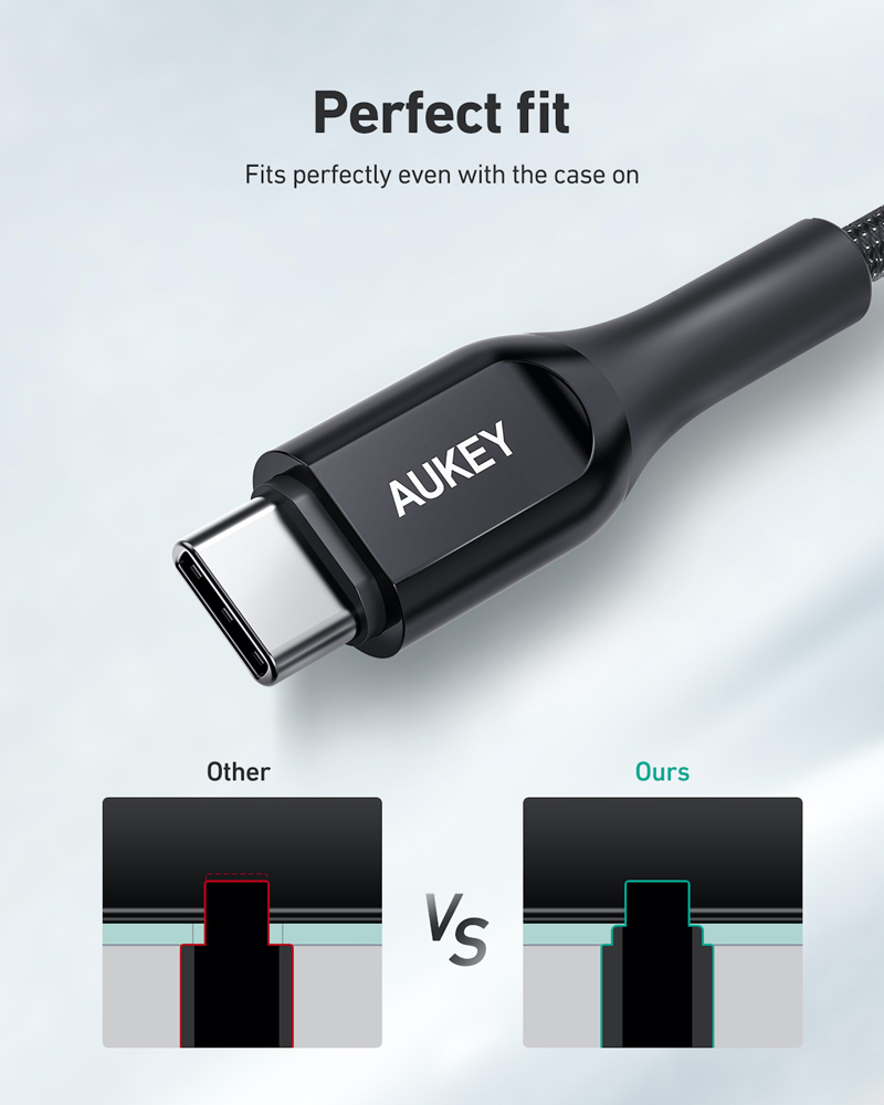 CS@ AUKEY USB-A to USB-C Cable Braided Nylon 1M. Black (CB-CD43)
