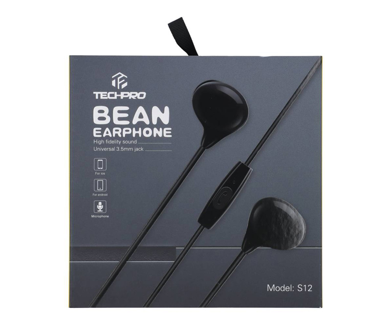 TECHPRO Earbud with Mic. S12 Black