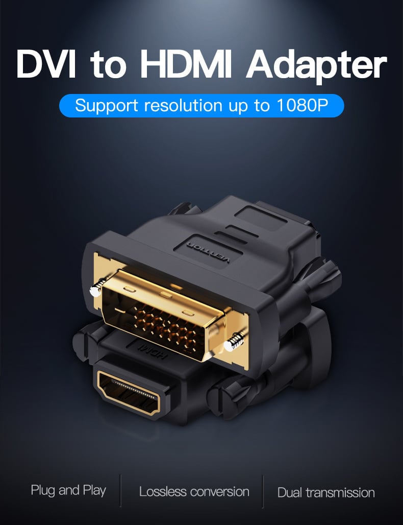 หัวแปลง Vention Dvi Male To Hdmi Female Adapter