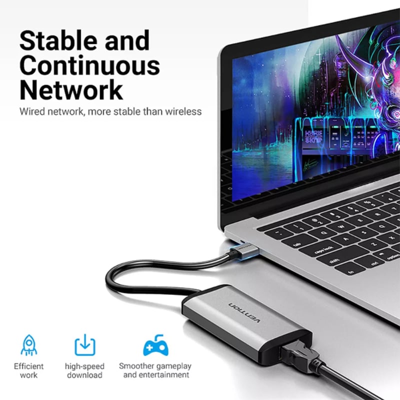Vention USB-A to 3 USB-A(3.0A) + RJ45 HUB 4-in-1 0.1M. Space Grey (CKBHB) Vention USB-A to 3 USB-A(3.0A) + RJ45 HUB 4-in-1 0.1M. Space Grey (CKBHB)
