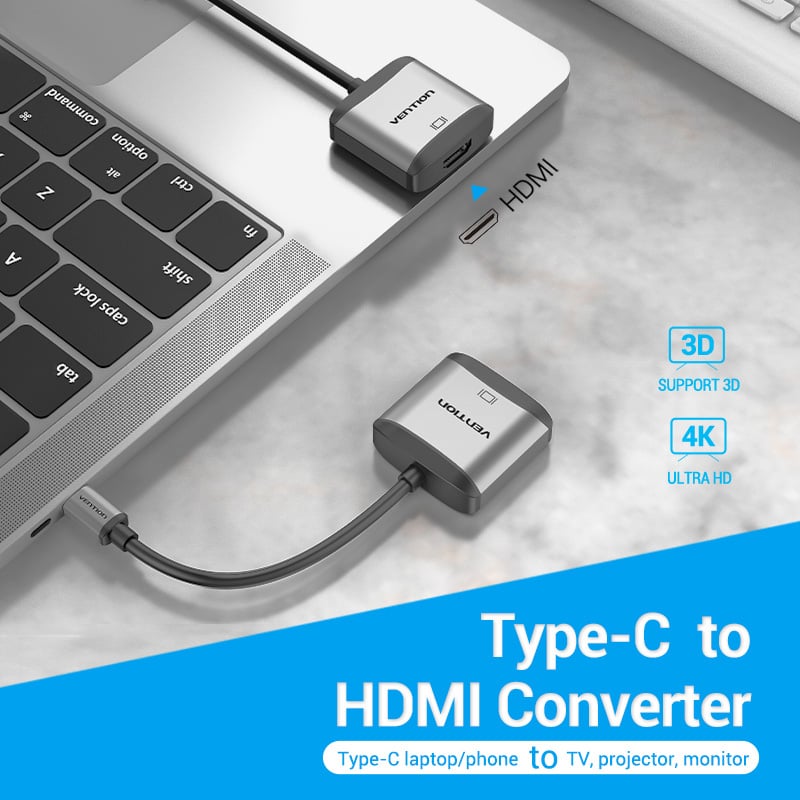 Vention USB-C to HDMI Converter Cable 0.15M. Grey (TDAHB)
