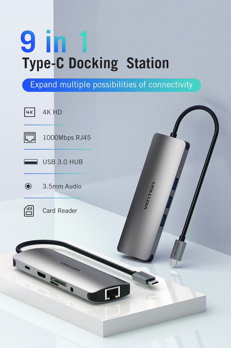 CS@ Vention USB-C to HDMI Multi Function 9-in-1 Grey (THAHB)