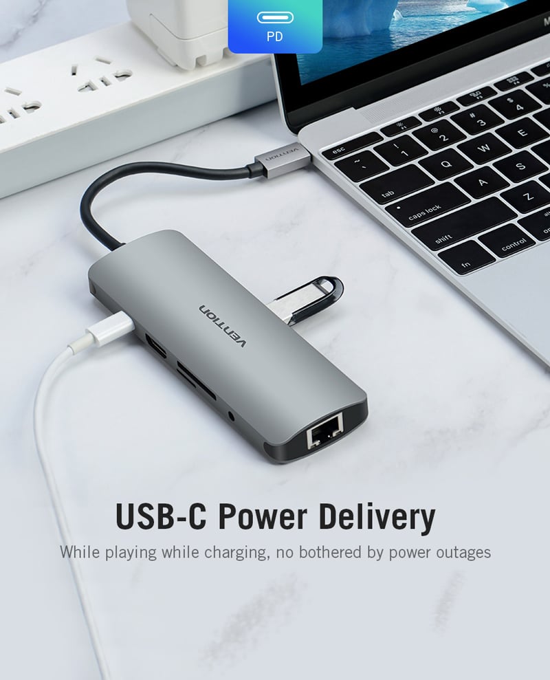 CS@ Vention USB-C to HDMI Multi Function 9-in-1 Grey (THAHB)