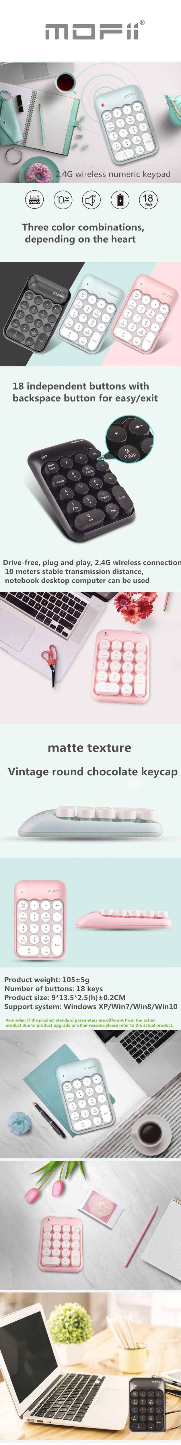 MOFii Numberic Wireless Keyboard Biscuit Pink