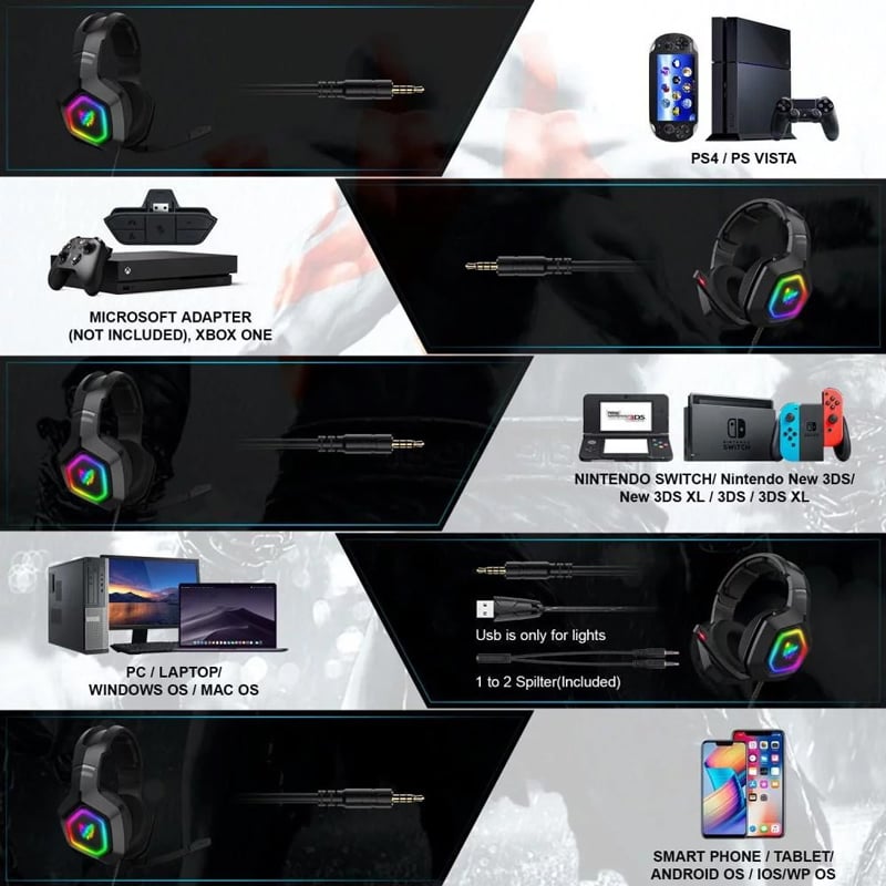 Onikuma Gaming Headset K10 7.1 RGB Black
