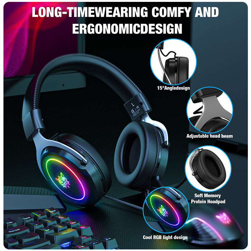 Onikuma Gaming Headset X10 Metal Mesh RGB Black