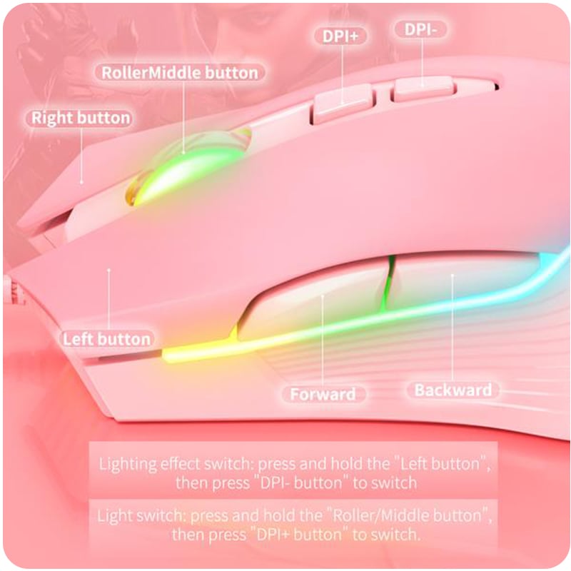 Onikuma Gaming Mouse Sakura Pink