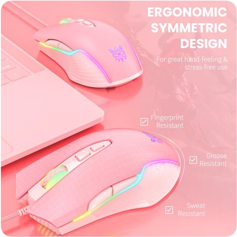 Onikuma Gaming Mouse Sakura Pink