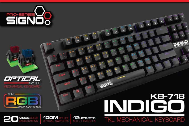Signo Gaming Keyboard INDIGO KB-718 MINI RGB Mechanical Red Switches (Optical SW)