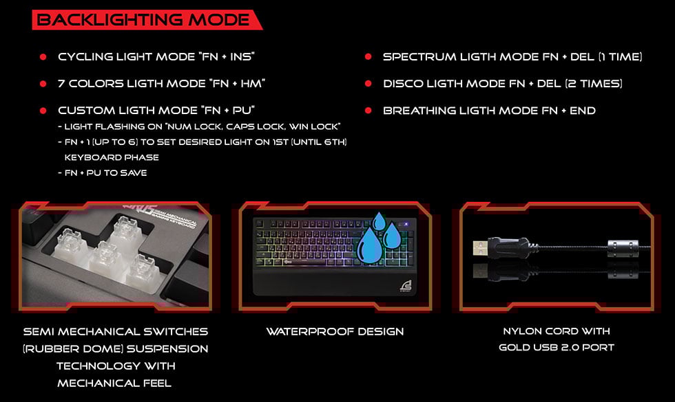Signo Gaming Keyboard Semi Mechanical CENTAURUS KB-730 Black
