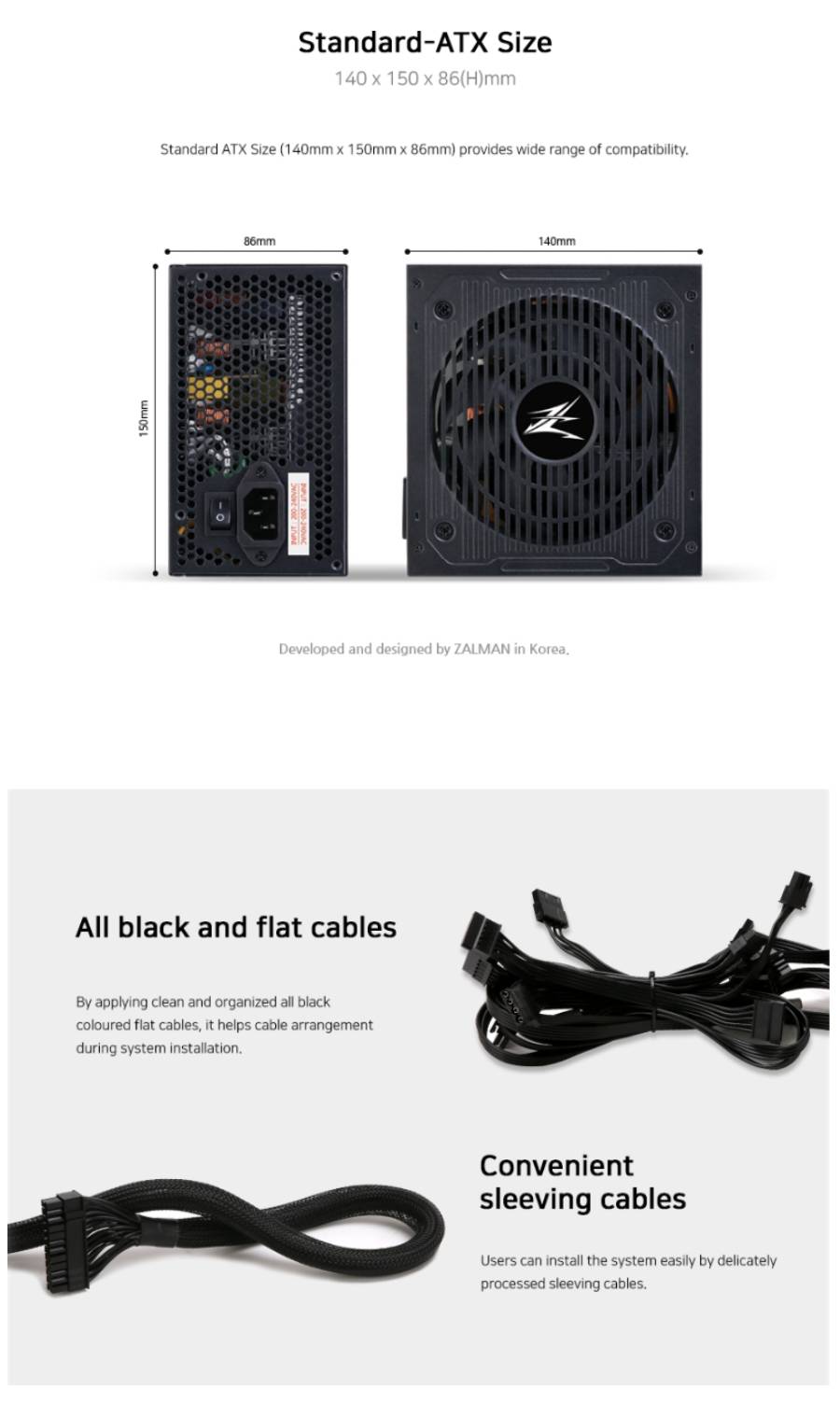 อุปกรณ์จ่ายไฟ Zalman Power Supply MegaMax 700Watt 80+ Standard - 3Year