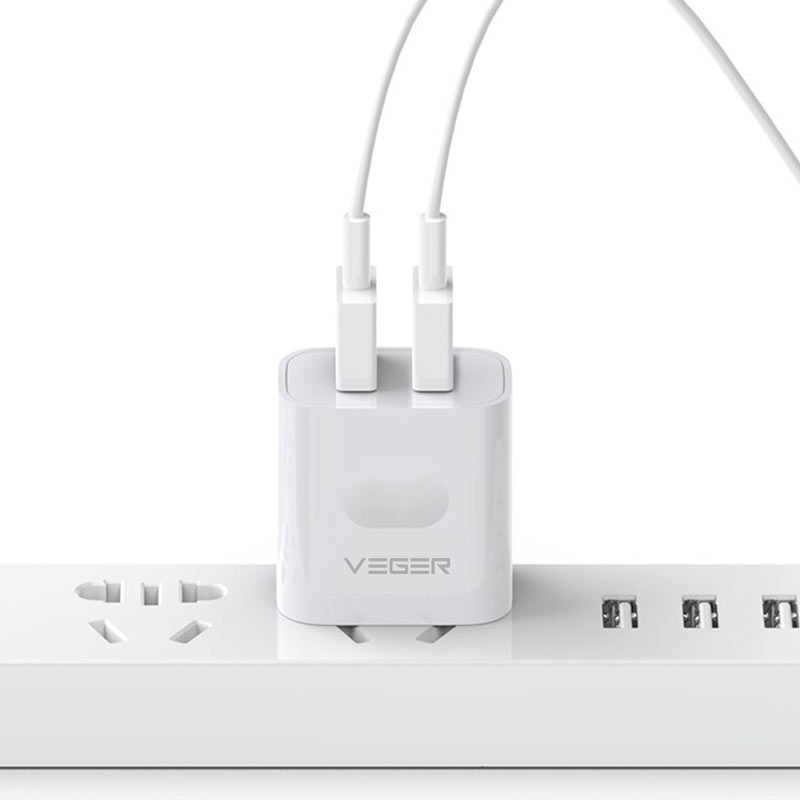 Veger Wall USB Charger 2 USB-A (2.4A/12W) + Micro USB Cable 1M. White (PC-1M) Veger Wall USB Charger 2 USB-A (2.4A/12W) + Micro USB Cable 1M. White (PC-1M)