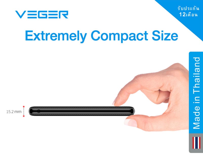 Veger Power Bank 10000 mAh 2 x USB-A / Type-C & Micro USB Input / P10 Black