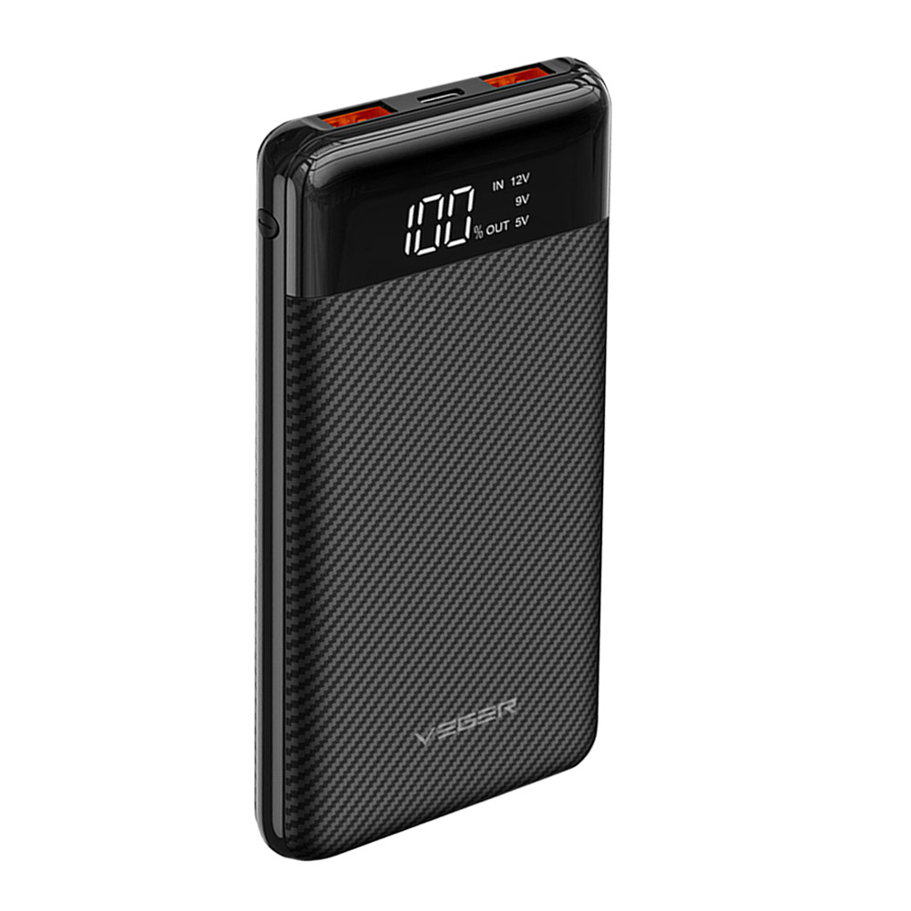 Veger Power Bank 13000 mAh 2 x USB-A / 1 x USB-C (PD) / QC3.0 / Display Screen / P13PD Black