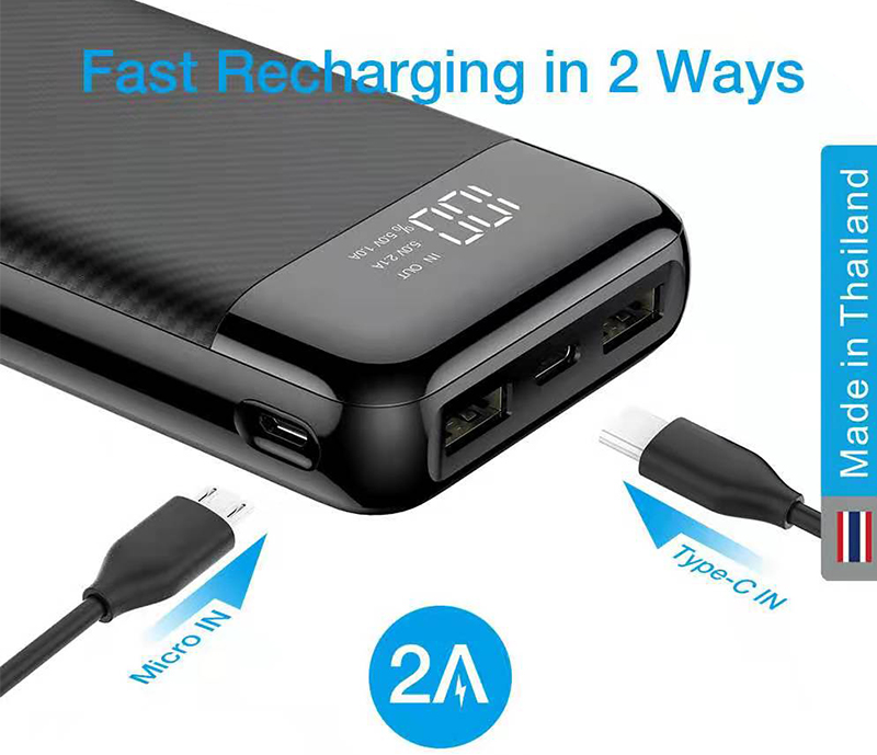 Veger Power Bank 20000 mAh 2 x USB-A / 1 x USB-C (Input Only) / Display Screen / P20 Black