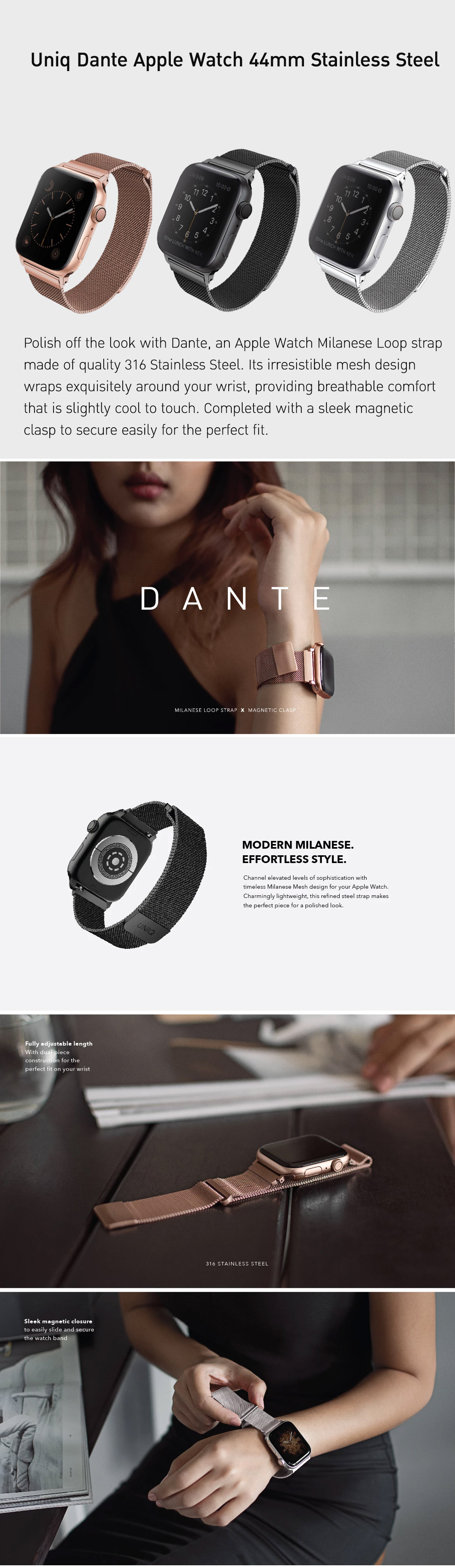 Uniq Dante Apple Watch 44mm Stainless Steel