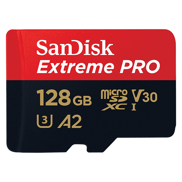 SanDisk Micro SDXC Extreme 128GB A2 C10 170MB/s R with SD Adapter (SDSQXCY_128G_GN6MA)