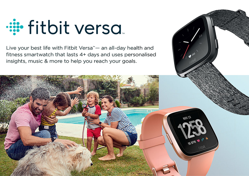 fitbit versa special edition smartwatch charcoal woven